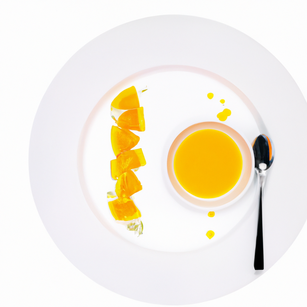 Food minimal plate with geometric plating and soft diffuse top-down light